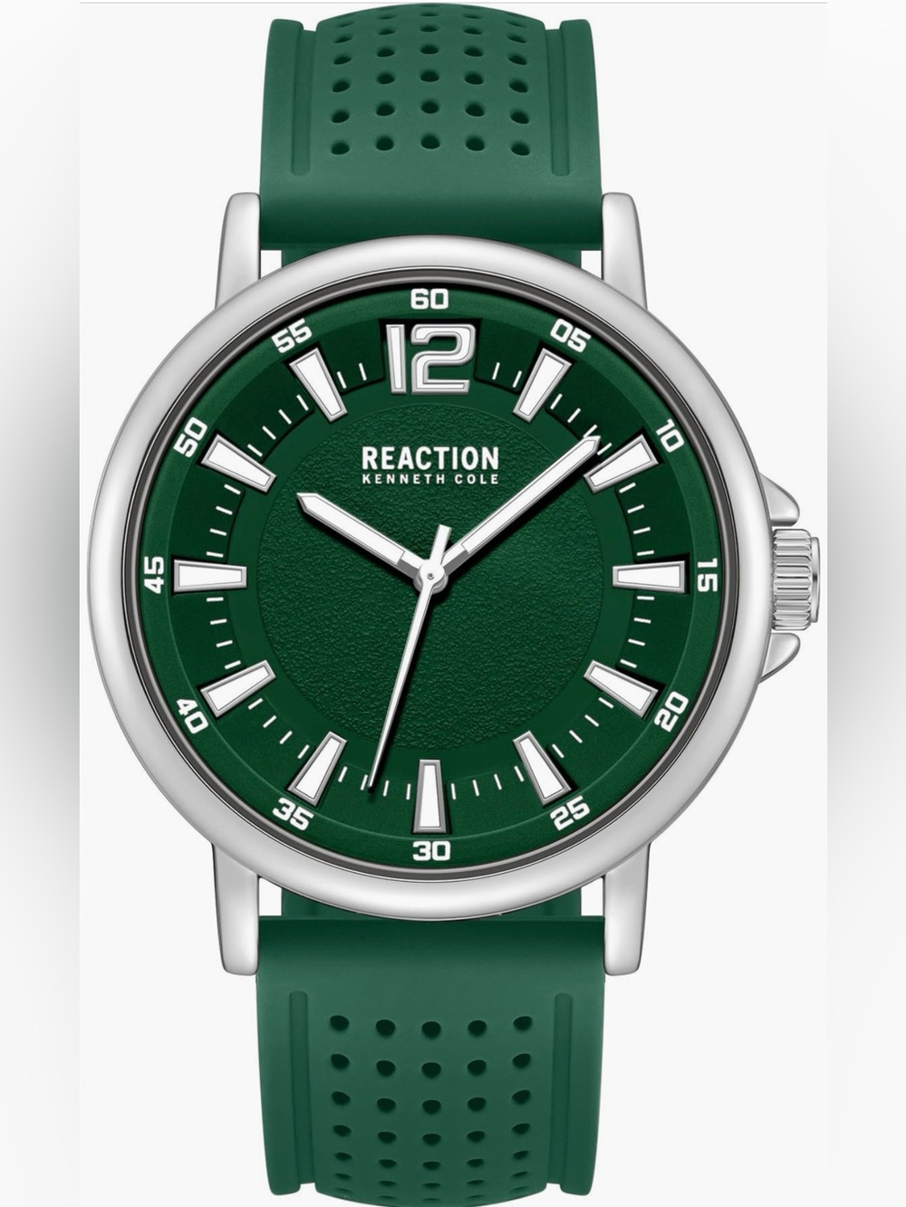 Kenneth Cole Reaction Silver-Tone Case Green Dial and Strap Watch